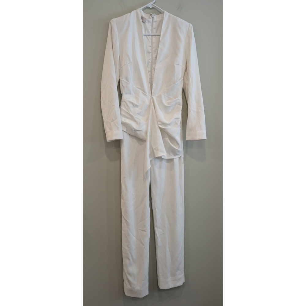 House of CB London Odelia White Deep V-Neck Jumpsuit Size Small